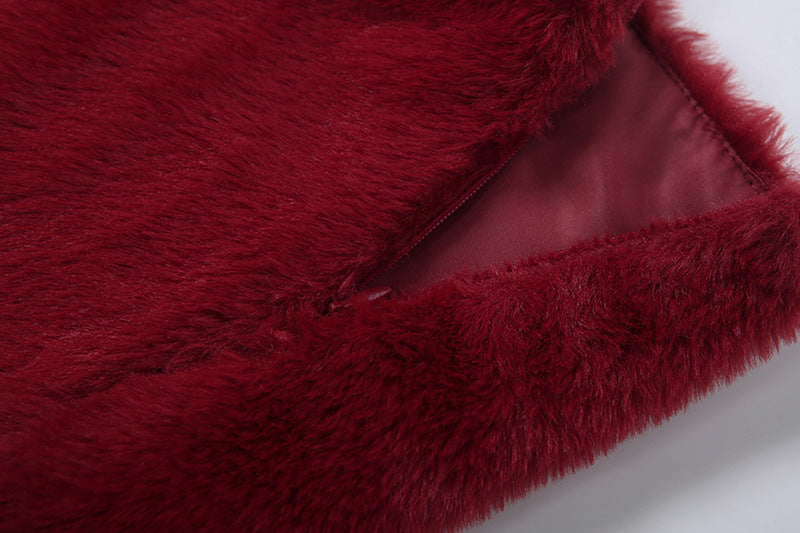 Fluffy zip-up five-pointed star pattern mini skirt  | Festival Outfits Women