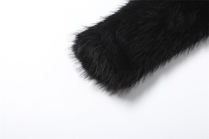 Long sleeve zip-up fluffy v neck PU leather top  | Festival Outfits Women