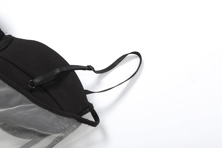 Mesh patchwork lace up backless cami top  | Festival Outfits Women