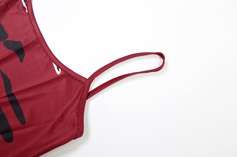 U neck slit print backless cami maxi dress  | Festival Outfits Women