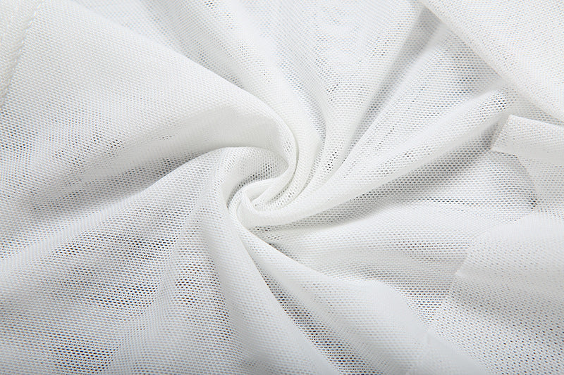 Mesh ruched crewneck solid mini dress  | Festival Outfits Women