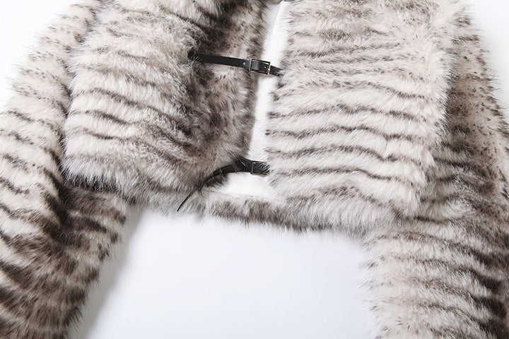 Fluffy long sleeve buckle turnover collar top  | Festival Outfits Women