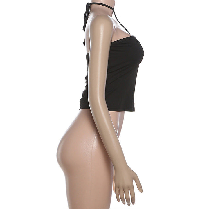 Halter self tie backless solid crop top  | Festival Outfits Women