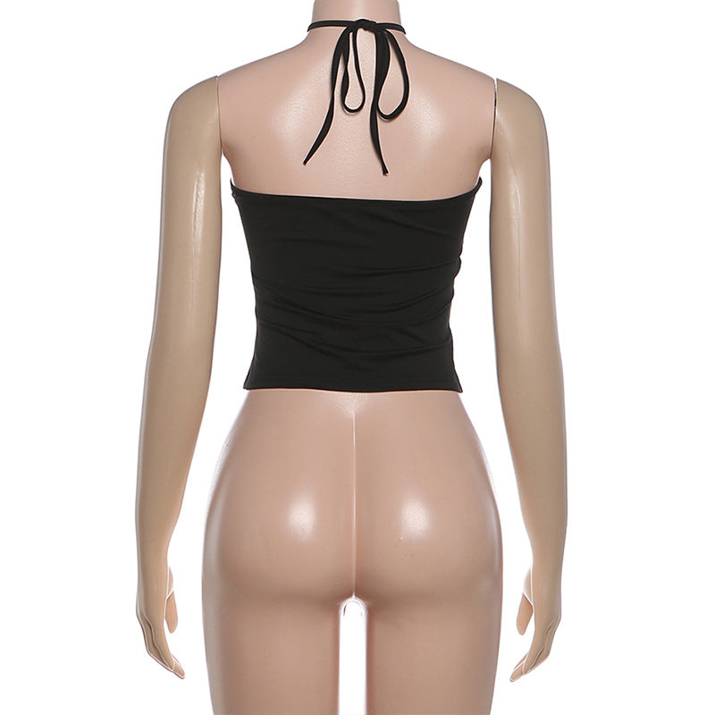 Halter self tie backless solid crop top  | Festival Outfits Women