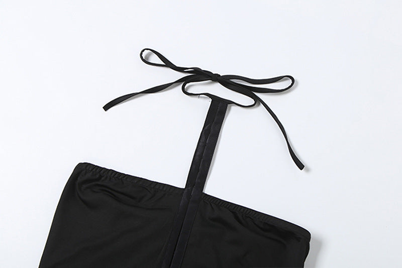 Halter self tie backless solid crop top  | Festival Outfits Women