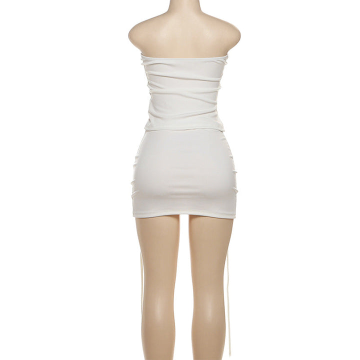 Self tie hollow out backless tube mini skirt set  | Festival Outfits Women