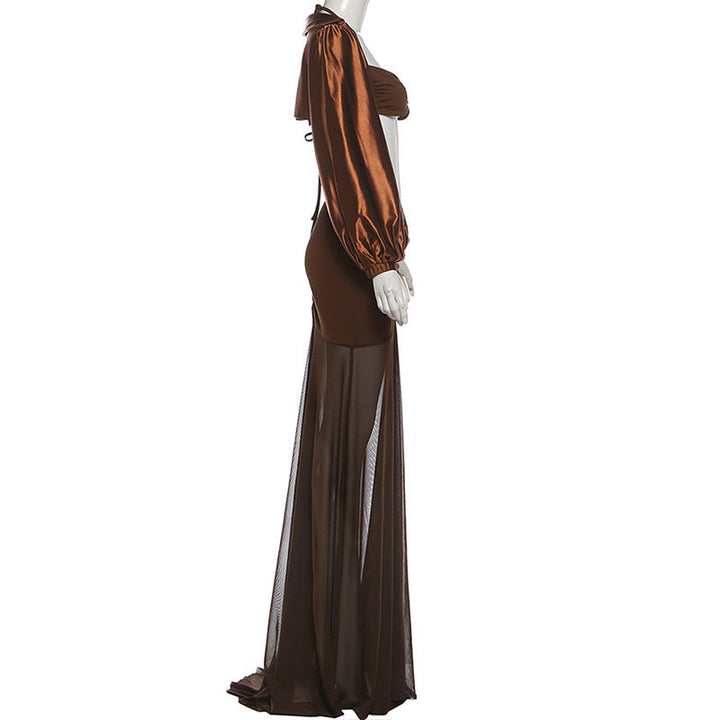 Ruched long sleeve self tie 2 piece maxi dress  | Festival Outfits Women