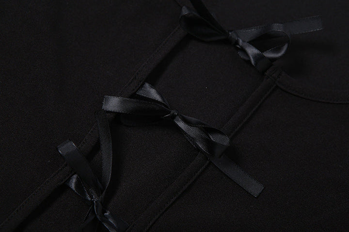 Long sleeve hollow out bowknot self tie pant set  | Festival Outfits Women