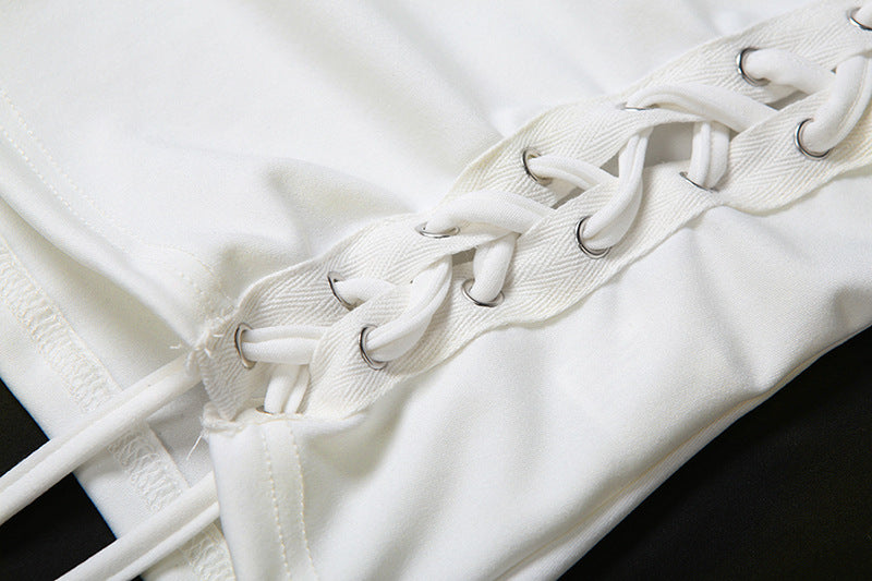 Self tie hollow out backless tube mini skirt set  | Festival Outfits Women