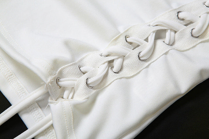 Self tie hollow out backless tube mini skirt set  | Festival Outfits Women