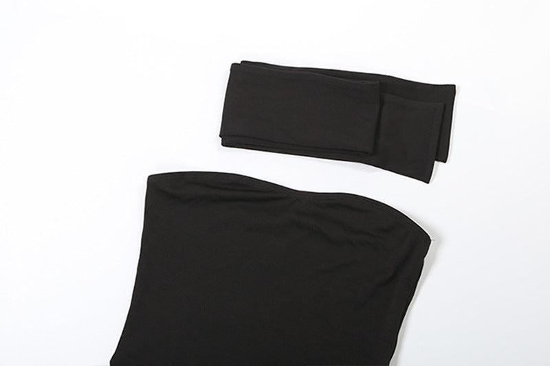 Irregular high slit backless tube maxi skirt set  | Festival Outfits Women