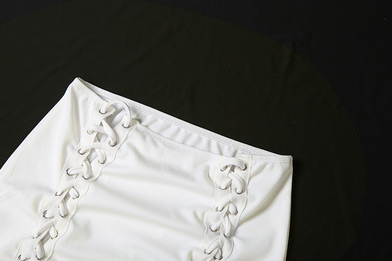 Self tie hollow out backless tube mini skirt set  | Festival Outfits Women