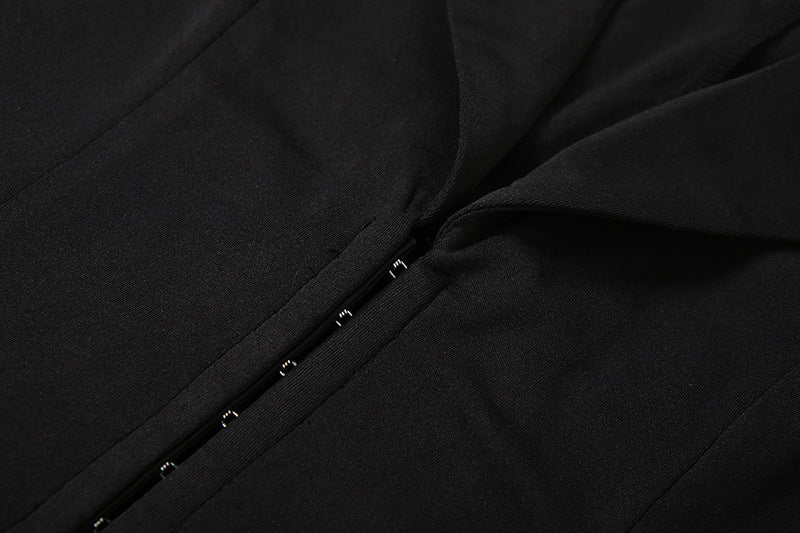 Long sleeve ruched deep v neck solid mini dress  | Festival Outfits Women