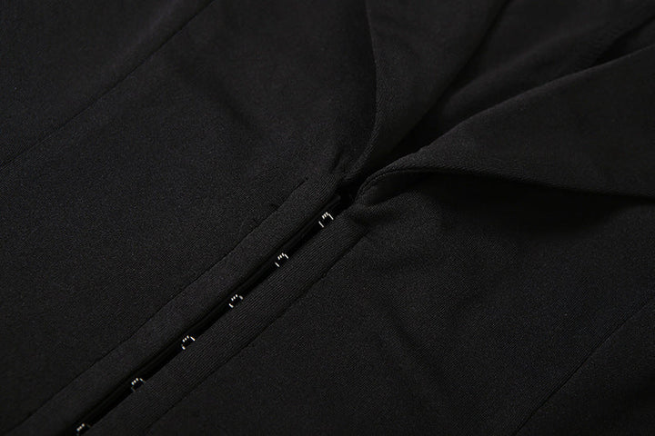 Long sleeve ruched deep v neck solid mini dress  | Festival Outfits Women