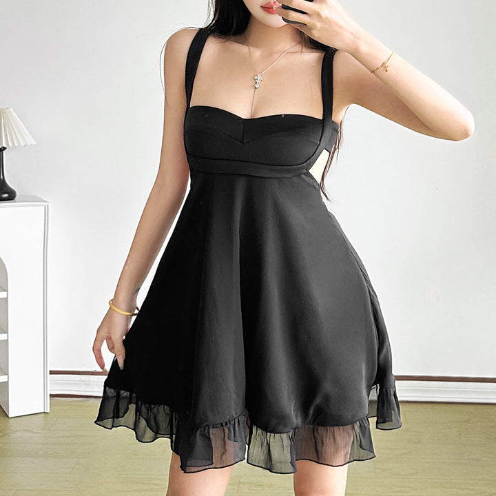 Zip-up v neck button backless cami mini dress  | Festival Outfits Women