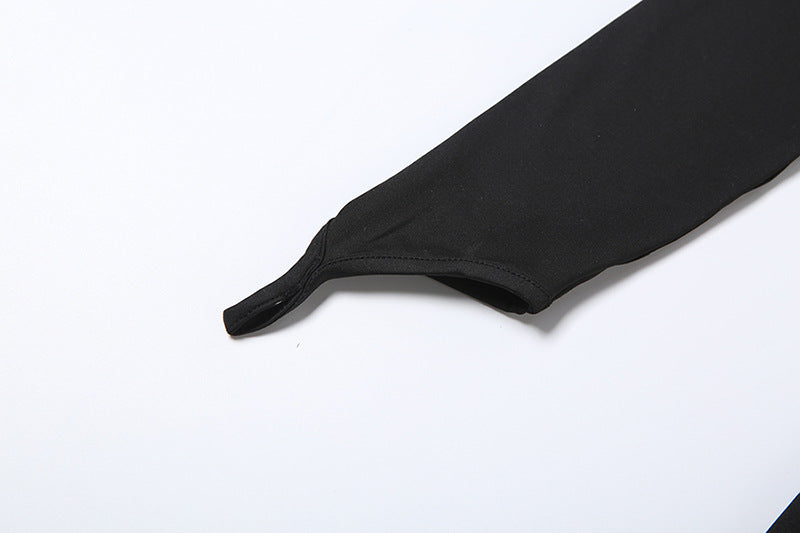 Long sleeve hollow out u neck gloves romper  | Festival Outfits Women