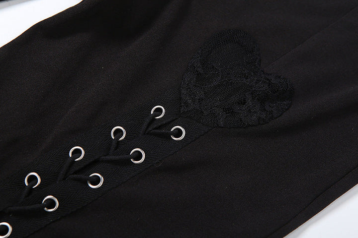 Lace up lace patchwork low rise tube pant set  | Festival Outfits Women