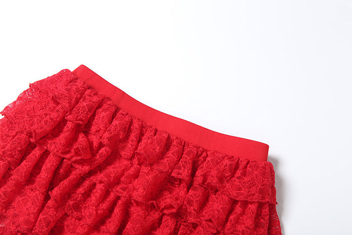 Halter self tie lace ruffle mini skirt set  | Festival Outfits Women