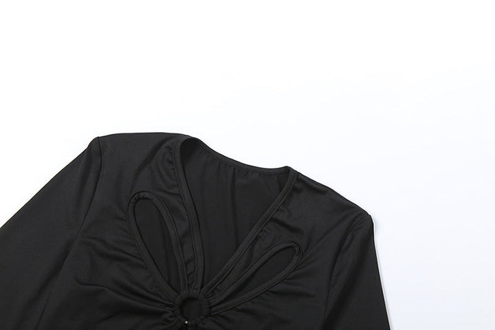 Hollow out long sleeve o ring slit maxi skirt set  | Festival Outfits Women