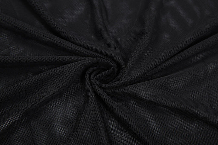 High neck long sleeve mesh solid maxi dress  | Festival Outfits Women