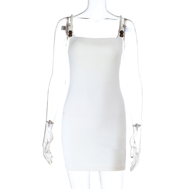 Square neck beaded backless cami mini dress  | Festival Outfits Women