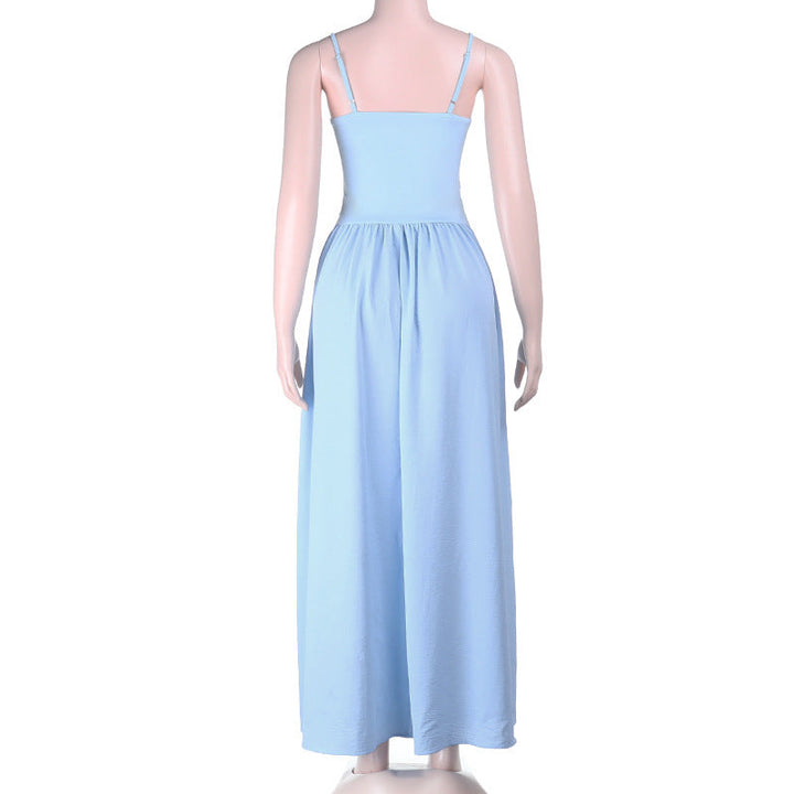 O ring hollow out ruched backless cami cut out maxi dress  | Festival Outfits Women