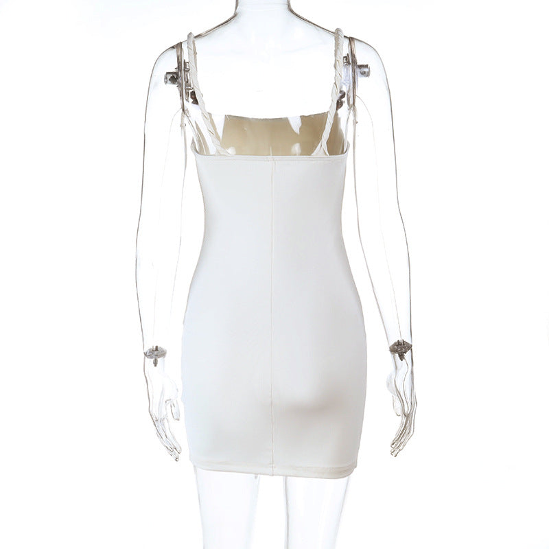 Square neck beaded backless cami mini dress  | Festival Outfits Women