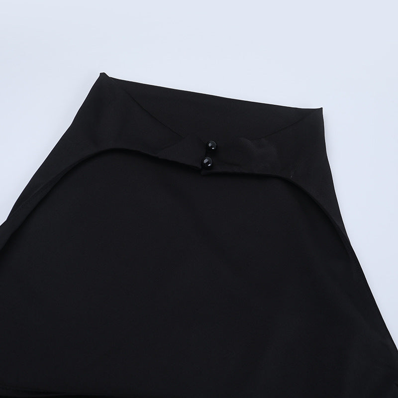 Halter backless solid button pant set  | Festival Outfits Women