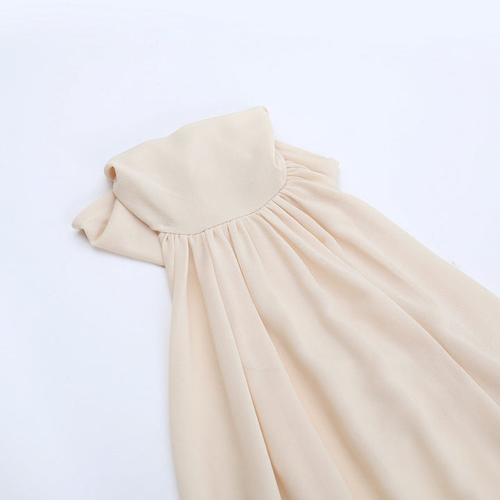 Ruched self tie halter chiffon zip-up mini dress  | Festival Outfits Women