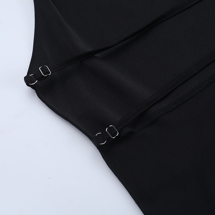 Halter backless solid button pant set  | Festival Outfits Women