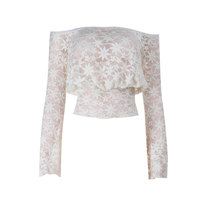 Long sleeve lace off shoulder solid top  | Festival Outfits Women