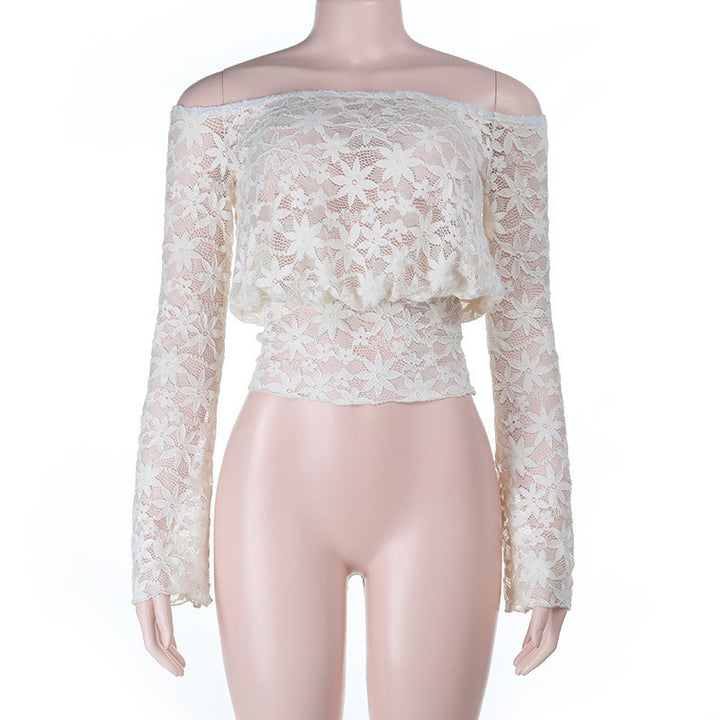 Long sleeve lace off shoulder solid top  | Festival Outfits Women