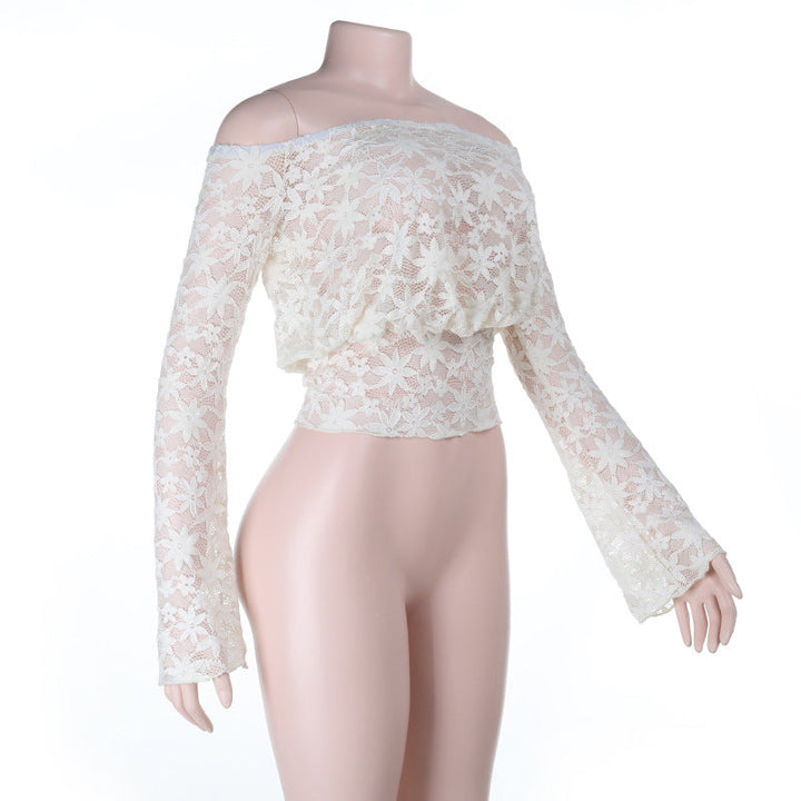Long sleeve lace off shoulder solid top  | Festival Outfits Women