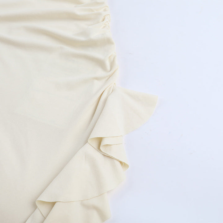 Irregular one shoulder slit ruffle ruched maxi dress  | Festival Outfits Women