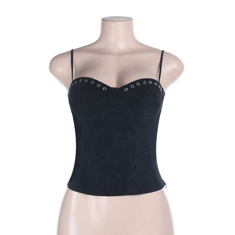 V neck zip-up backless solid cami top  | Festival Outfits Women
