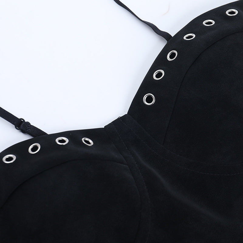 V neck zip-up backless solid cami top  | Festival Outfits Women