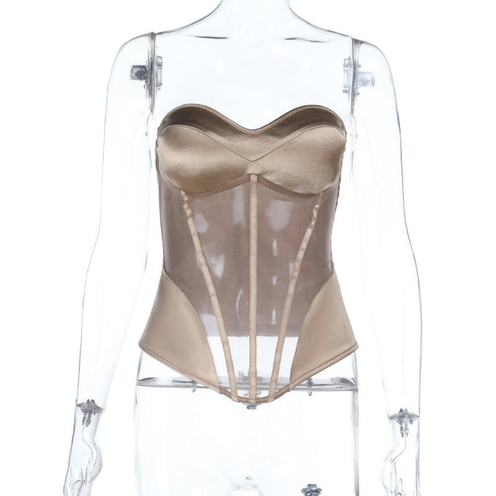 Sweetheart neck corset zip-up padded top  | Festival Outfits Women