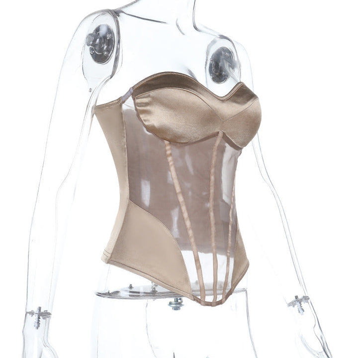 Sweetheart neck corset zip-up padded top  | Festival Outfits Women