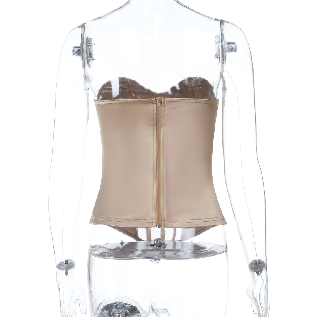 Sweetheart neck corset zip-up padded top  | Festival Outfits Women