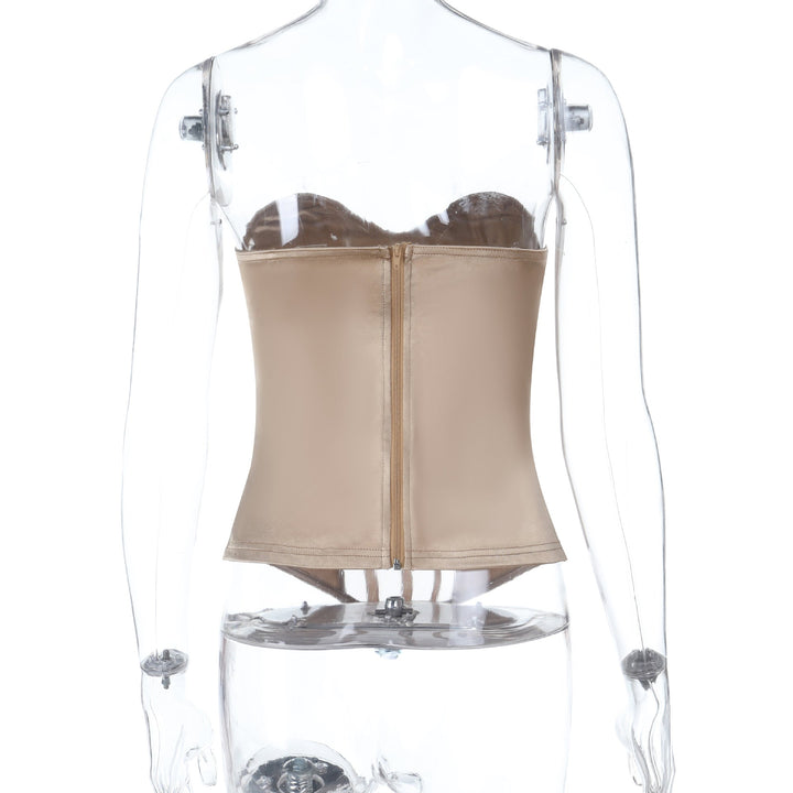 Sweetheart neck corset zip-up padded top  | Festival Outfits Women