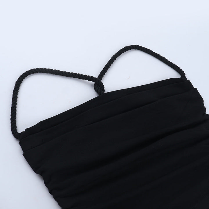 Cross back cowl neck backless solid cami top  | Festival Outfits Women