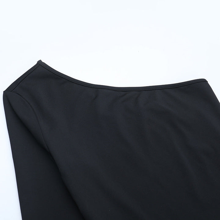 Long sleeve gloves one shoulder irregular pant set  | Festival Outfits Women