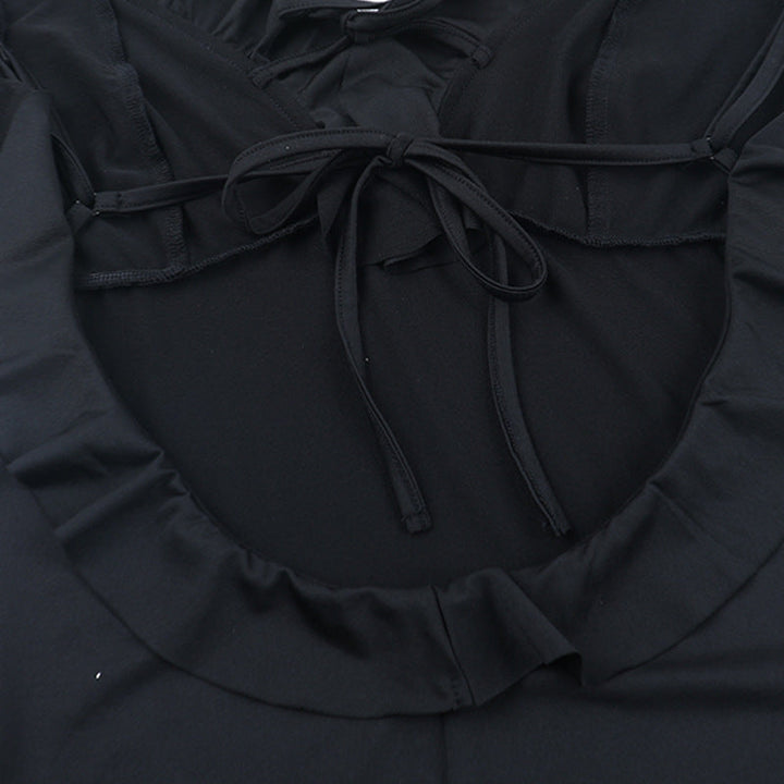 Self tie ruffle v neck backless cami maxi dress  | Festival Outfits Women