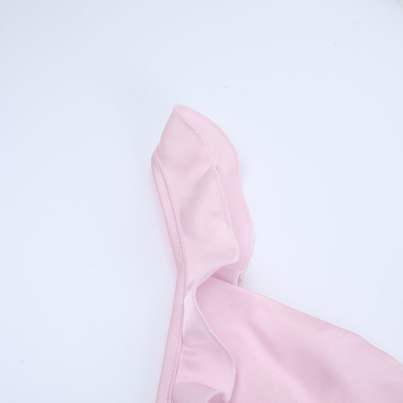 Ruffle v neck self tie zip-up cami maxi dress  | Festival Outfits Women