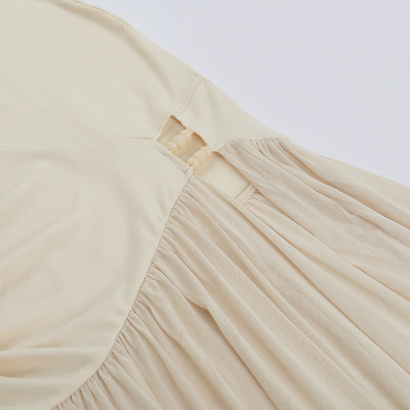 High slit hollow out self tie halter mesh cut out maxi dress  | Festival Outfits Women