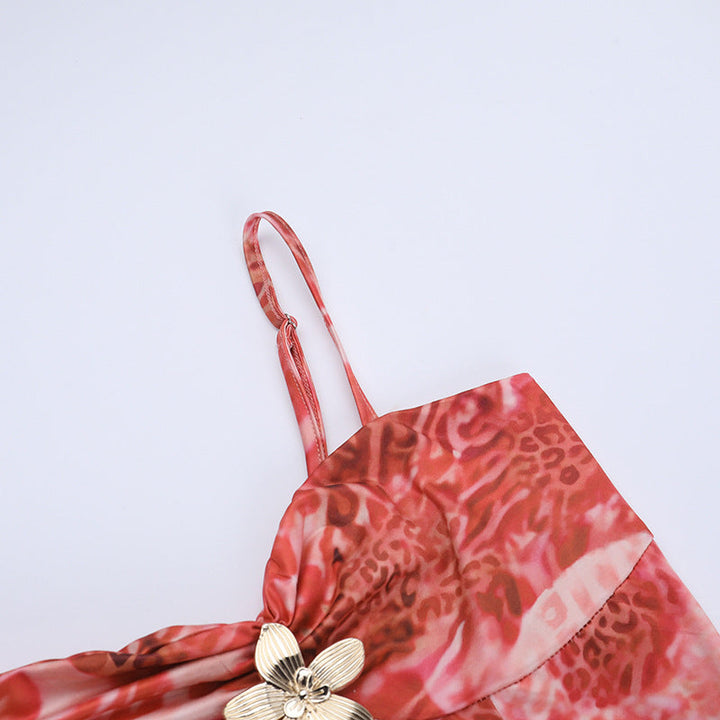 Hollow out flower applique print cami cut out maxi dress  | Festival Outfits Women