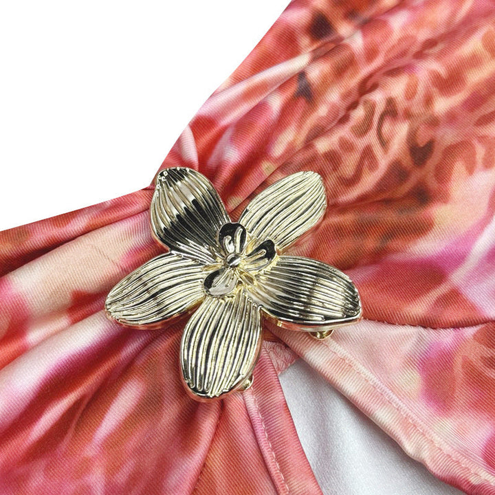 Hollow out flower applique print cami cut out maxi dress  | Festival Outfits Women