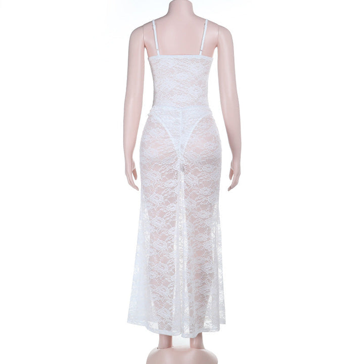 Lace ruched button v neck cami maxi skirt set  | Festival Outfits Women