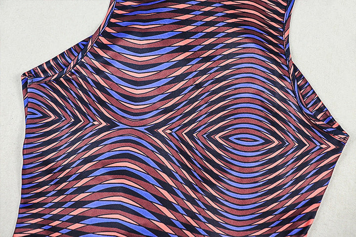 Hollow out flower applique print crewneck cut out mini dress  | Festival Outfits Women