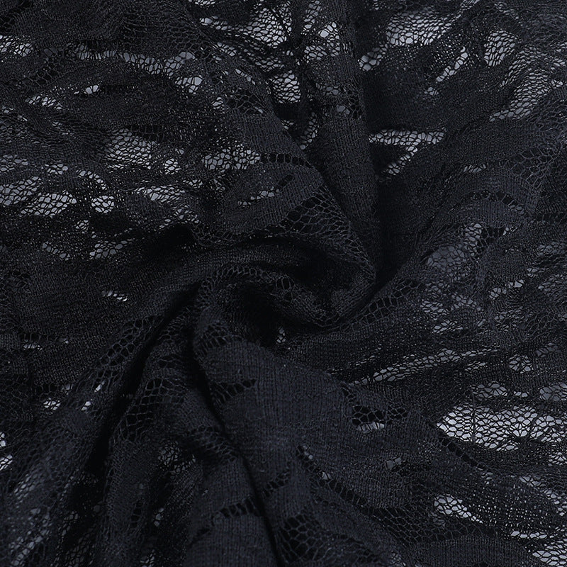 Lace hollow out cross back solid jumpsuit  | Festival Outfits Women